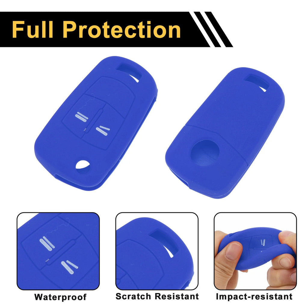 Blue Silicone Car Key Case for Opel Corsa D (2006–2014) - 2 Buttons