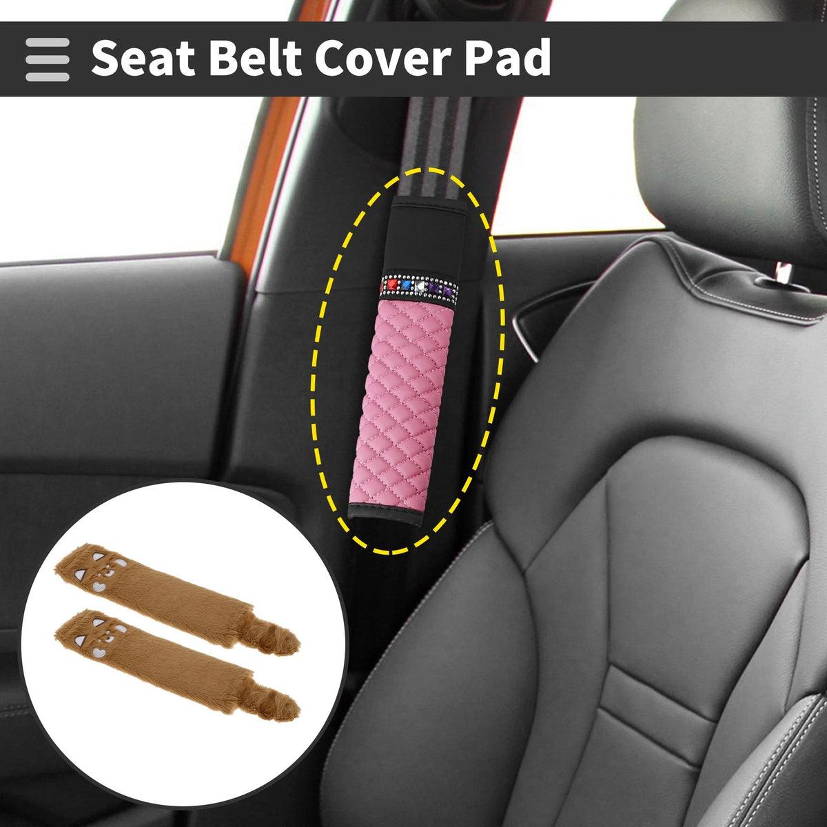 2X Seat Belt Cover Pad for Universal Vehicles (26cm)