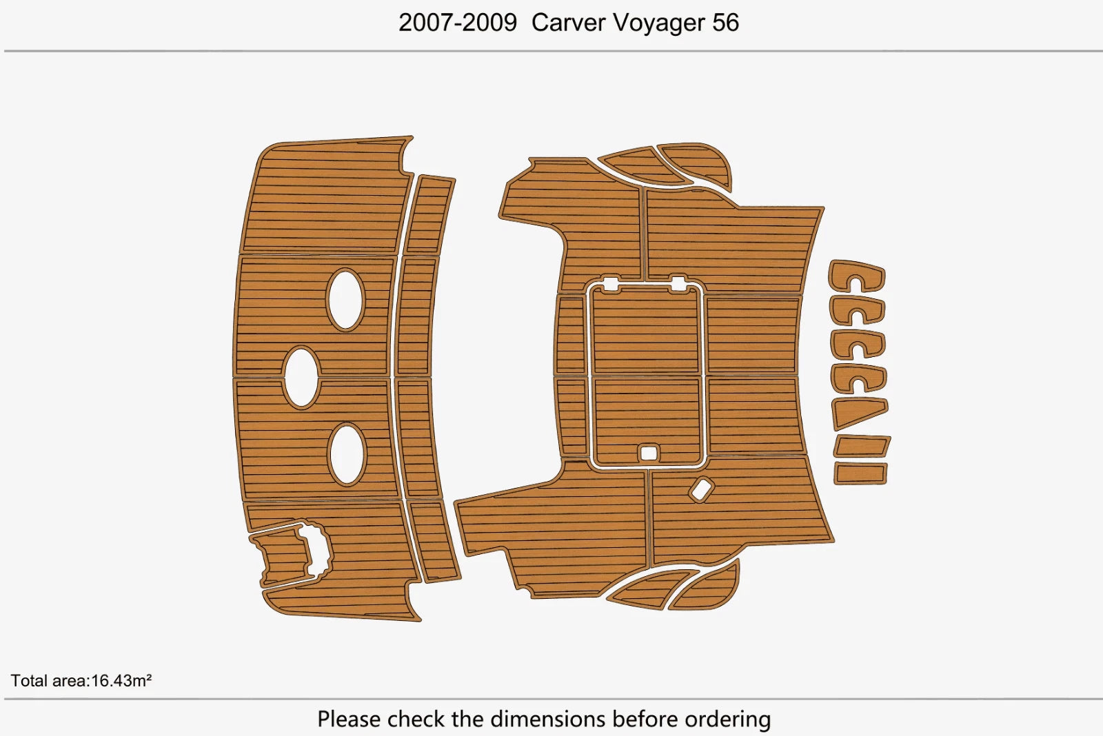 EVA Pads for Carver 56 Voyager (2009) - Swim Platform Cockpit Foam Teak Deck