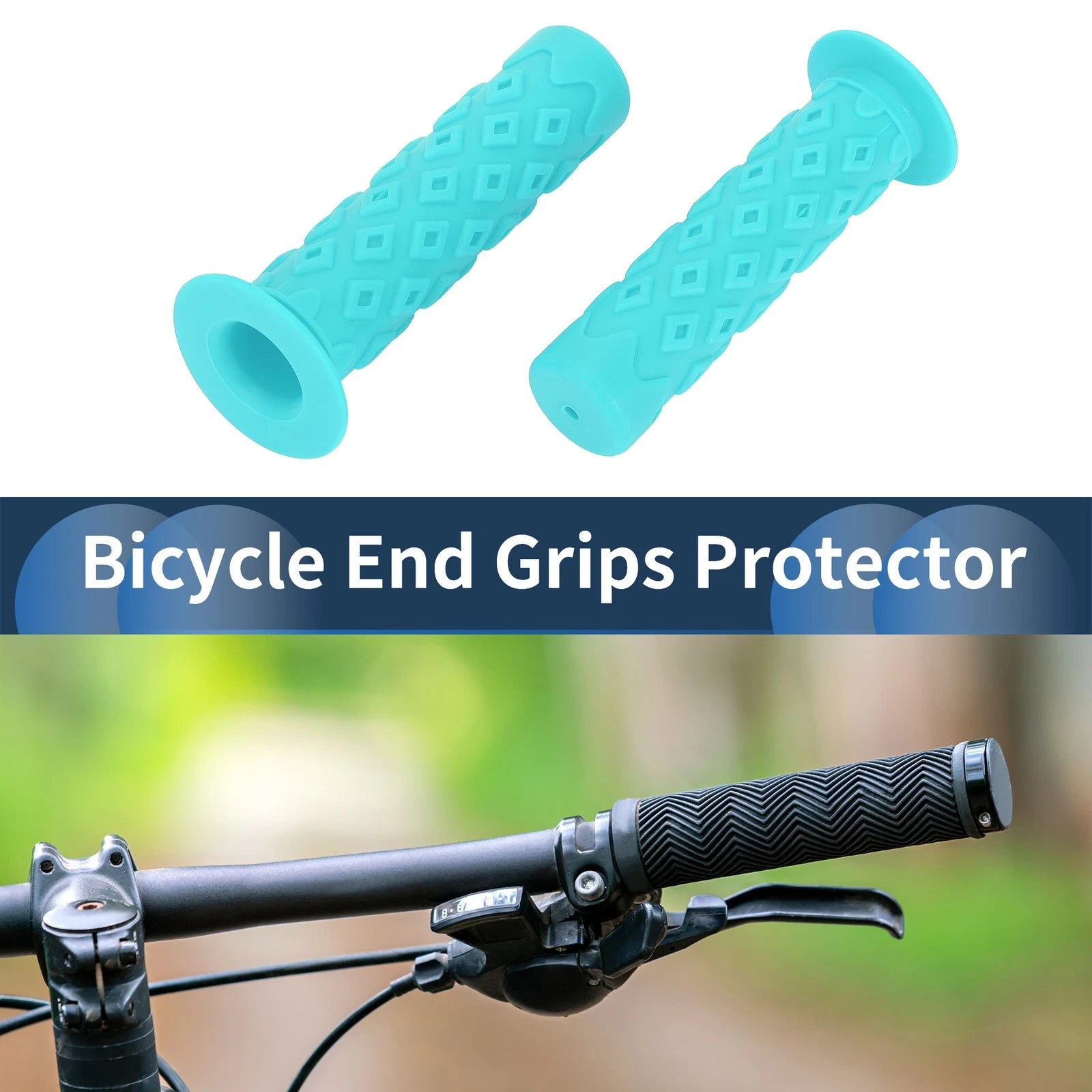 Bike Handlebar Grips End Cover 120mm Rubber Universal 1 Pair (Blue)