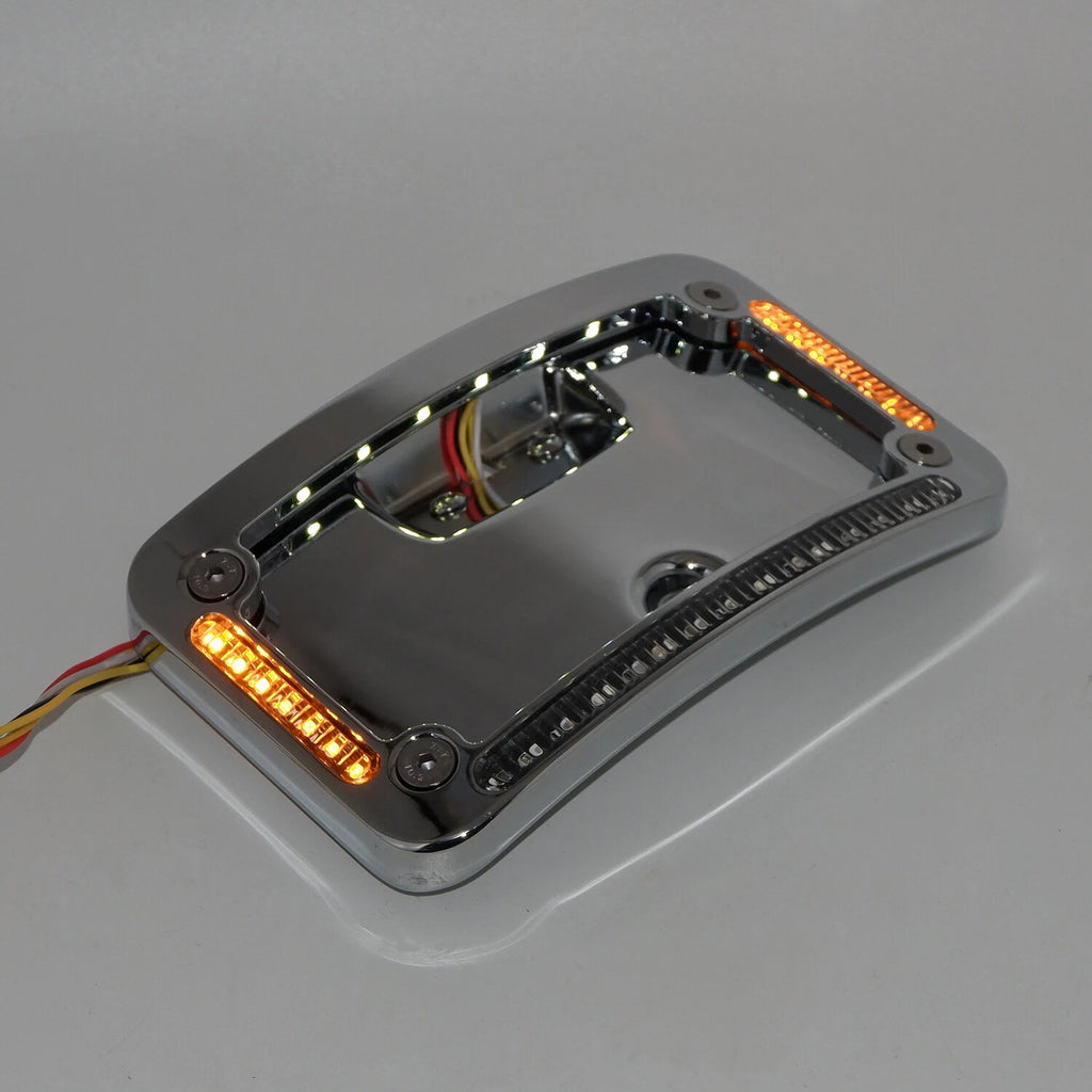 Chrome License Plate Frame Bracket w/ LED for Harley FLSTN (2005–2017)