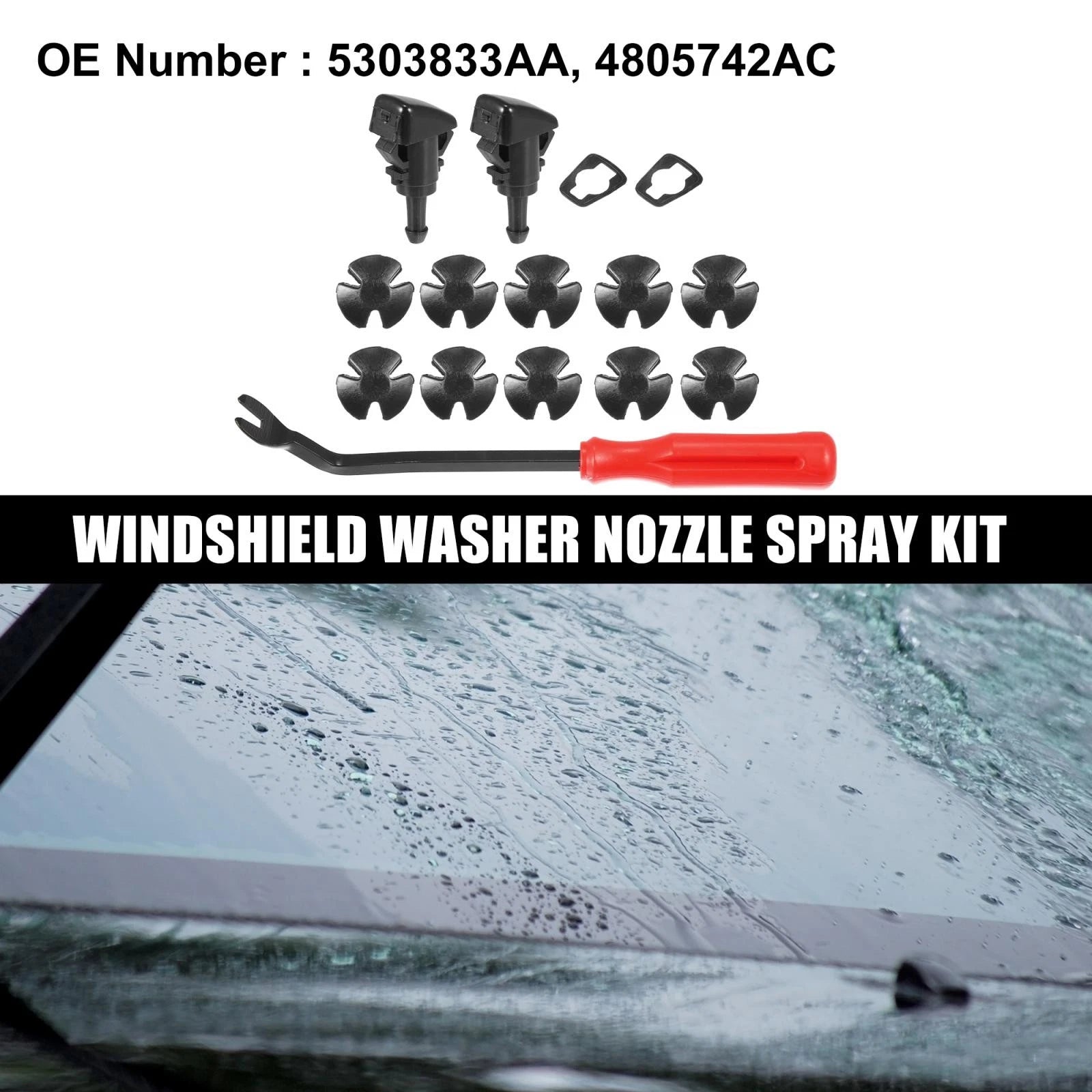 15pcs Front Windshield Washer Nozzle Kit for Dodge Grand Caravan (2008–2017)