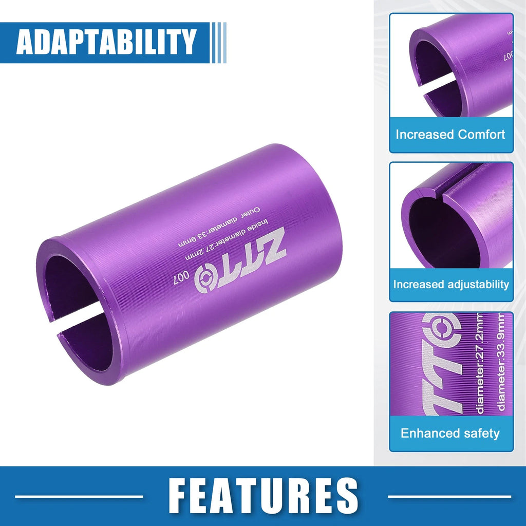 Seat Post Adapter 27.2mm ID 33.9mm OD for Bicycle Durable Purple (—)