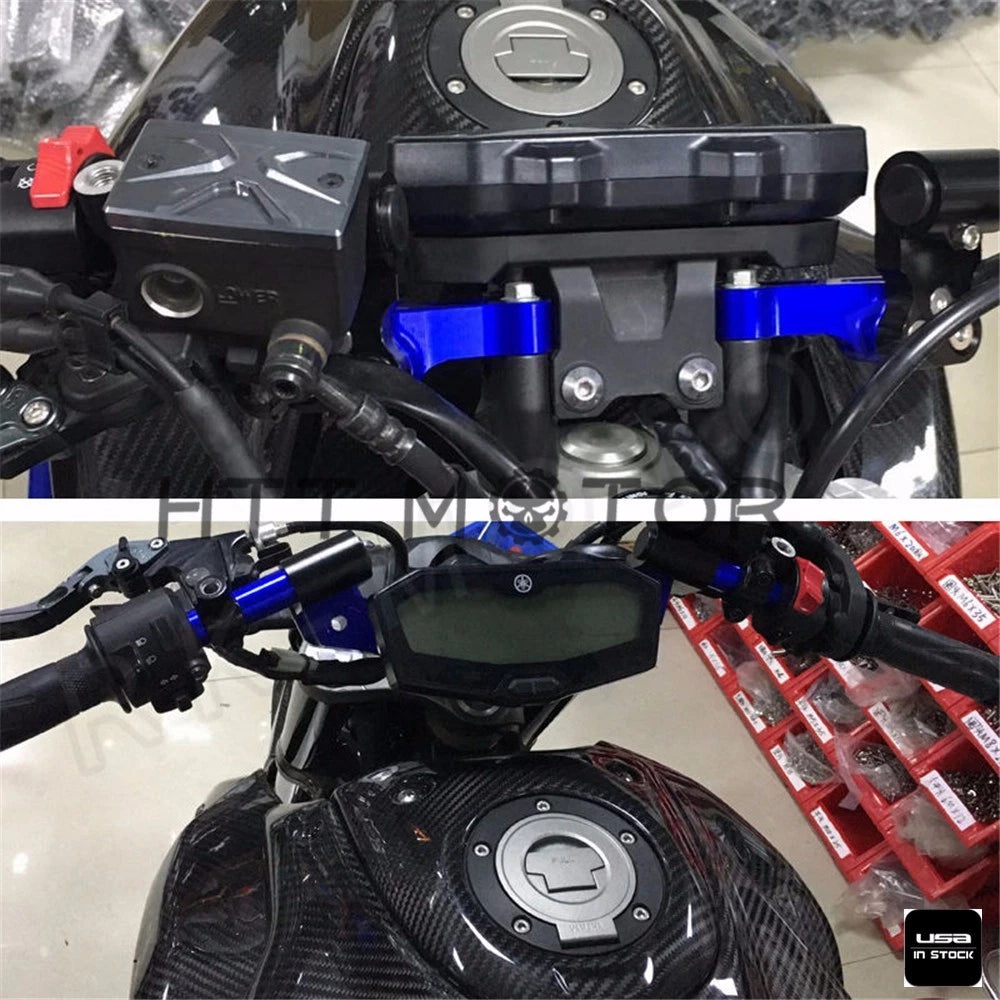 Clip-On Adapter Plate & Handlebars Set for Yamaha MT-09 FZ-09 (2013–2016) Red