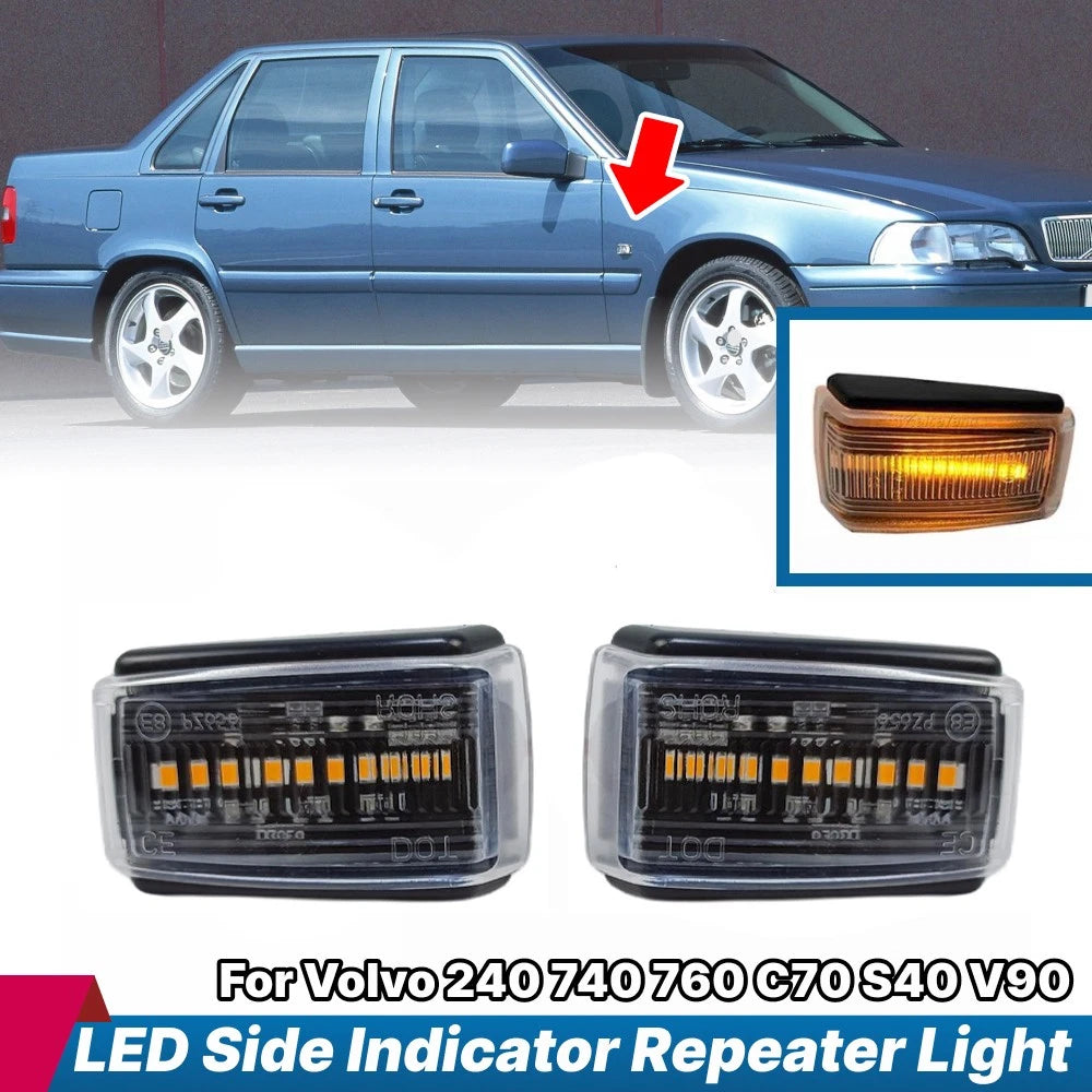 2X LED Side Marker Light Indicator for Volvo C70 S40 S70 V40 V70 (1998–2007)