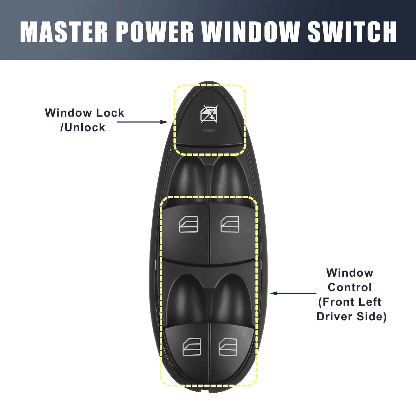 Power Window Master Switch Front Left Driver Side for Mercedes-Benz A-Class (2010–2018)