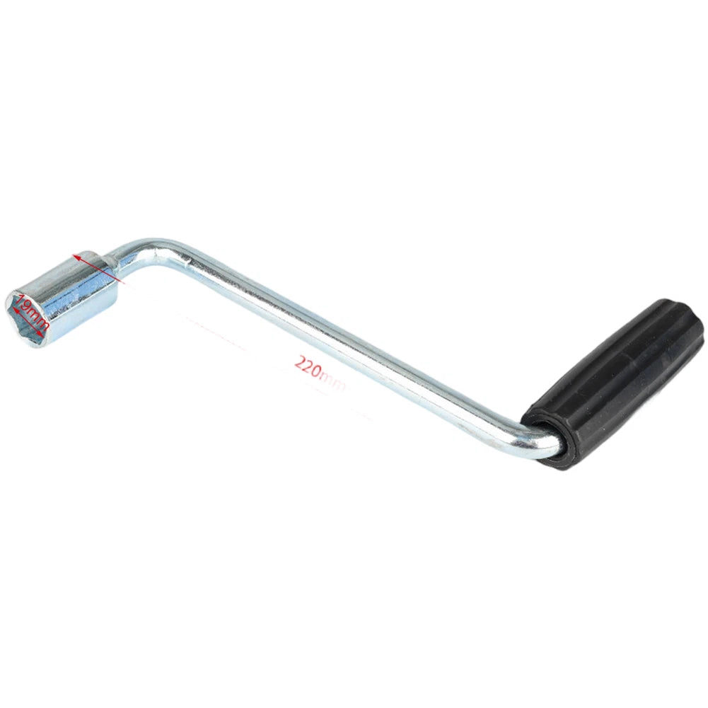 Galvanized Iron Manual Crank Handle for Trailer RV Jack 19mm Socket 220mm Long