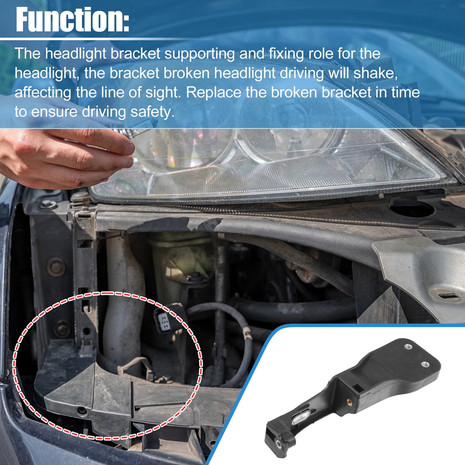 Front Right Headlight Support Mount Bracket for Mercedes Benz W204 (2010–2015)