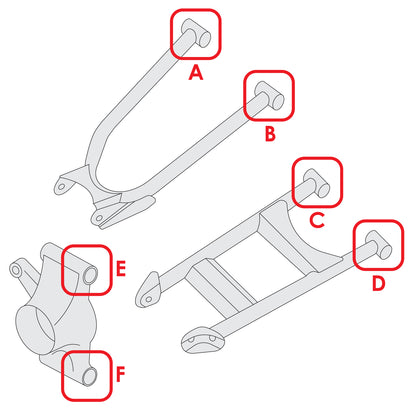 Caltric A-Arm Pivot Shaft Set Replacement for Honda Rincon 650 TRX650FA (2003–2005)