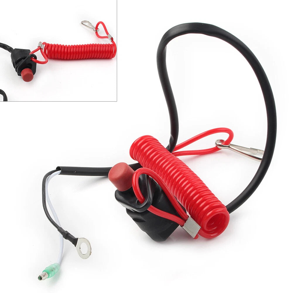 Outboard Engine Kill Stop Switch with Safety Tether Lanyard Universal