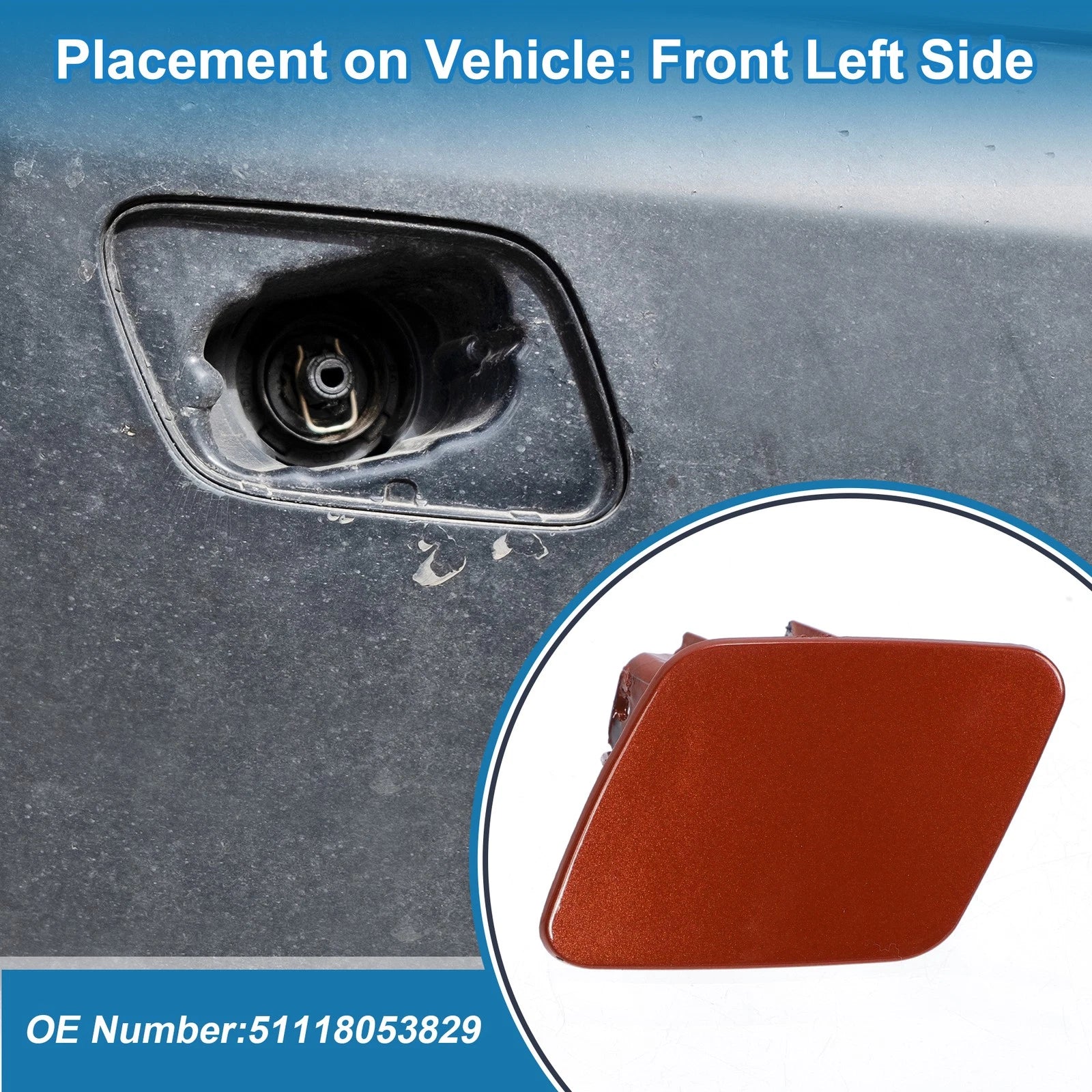 Front Left Side Headlight Washer Nozzle Cover Cap for BMW 1 Series (2004–2013)