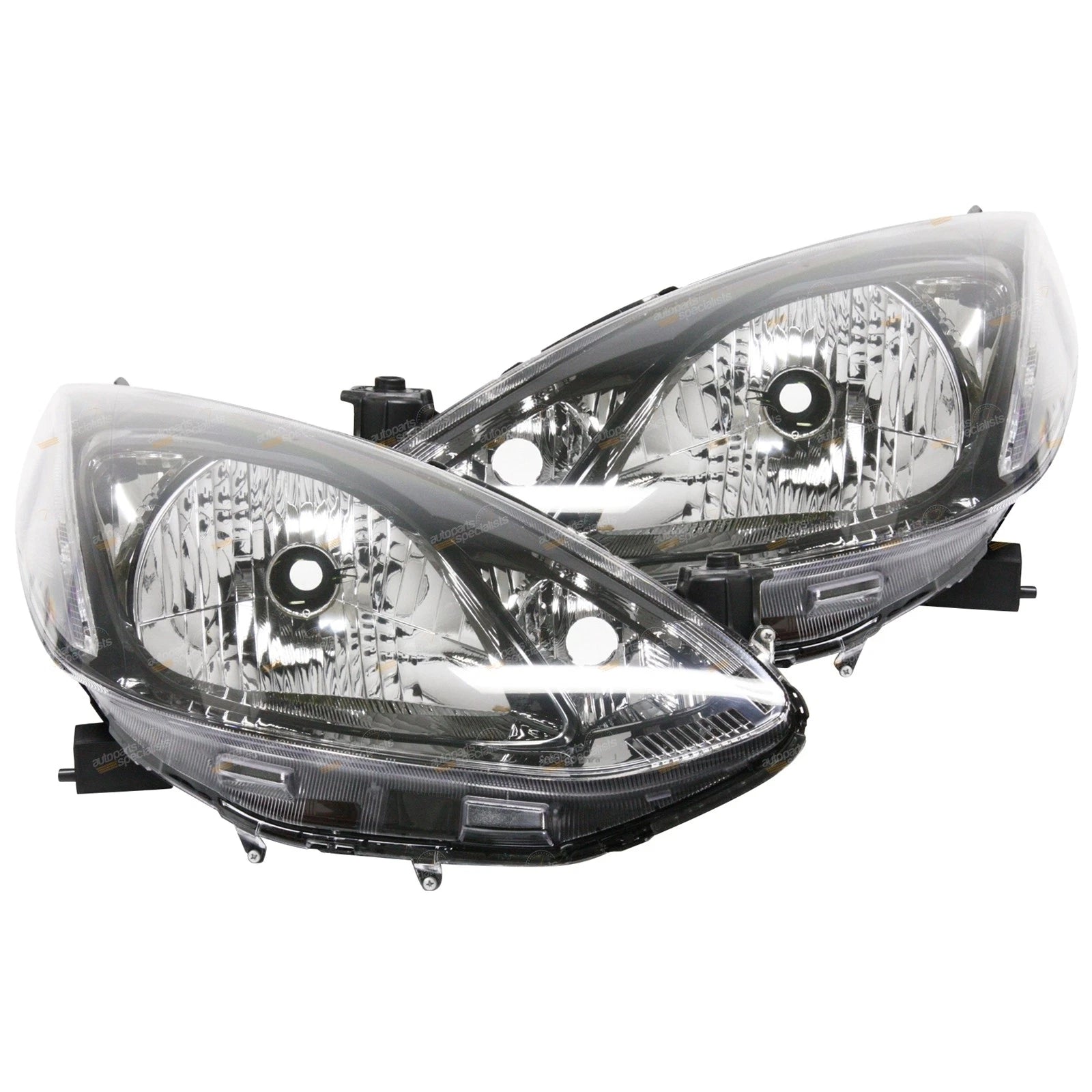 2X Black Headlights Pair for Mazda 2 DE Genki Maxx Neo (2007–2014)
