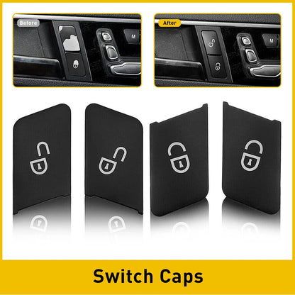 4Pcs Door Unlock Switch Button Trim Cover For Mercedes-Benz C E Class W204 W212