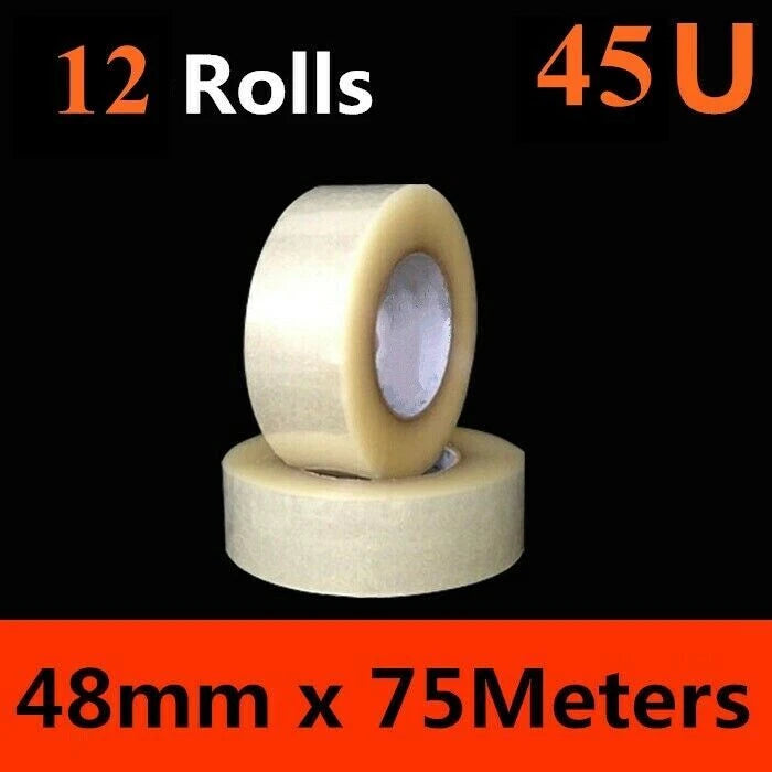 12x Packing Tape for Various Applications (48mm x 75M)