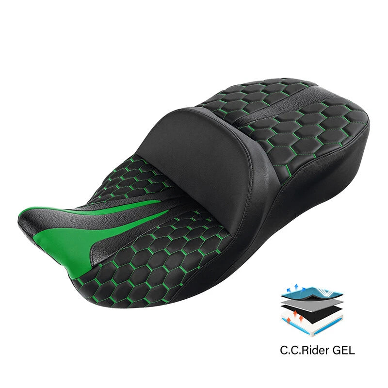 Gel Seat for Harley Touring Electra Glide (2009–2023) - Black Green