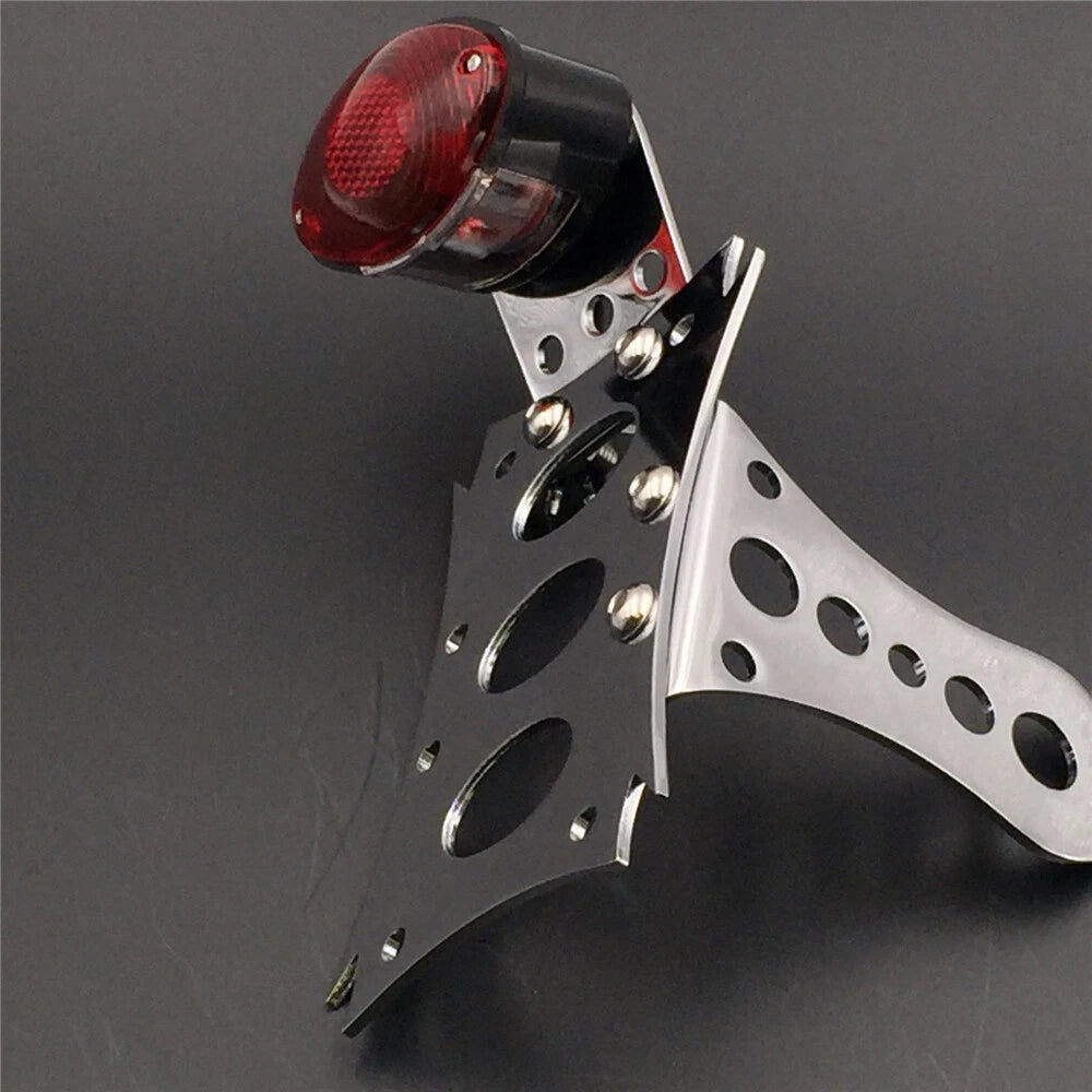 Chrome License Bracket & Black Oval Tail Light for Harley Touring (2014–2023)