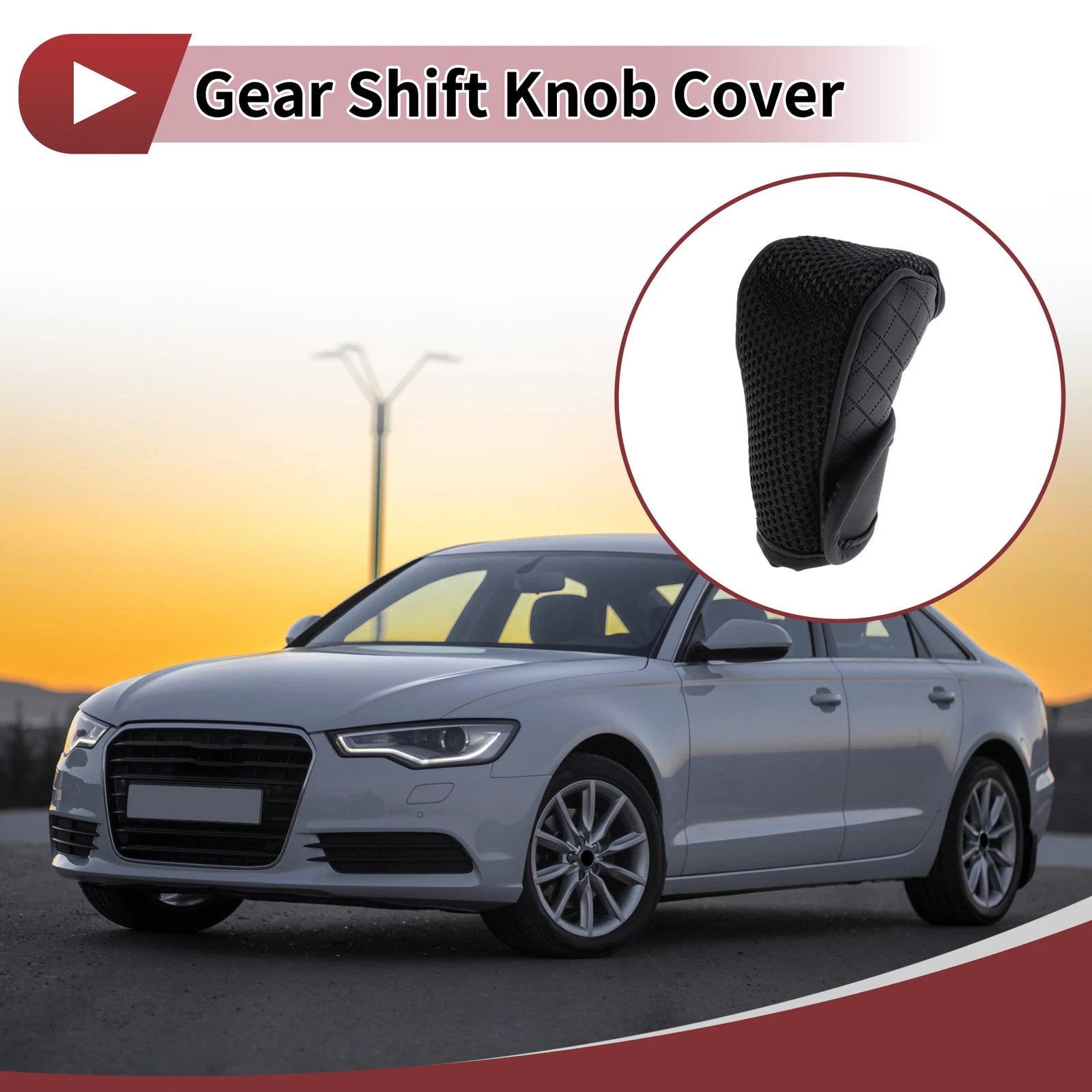 Gear Shift Knob Cover for Car SUV RV Hook and Loop Style Black