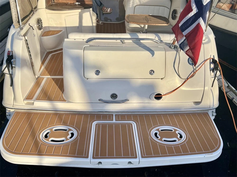 Swim Platform Cockpit Pad for Sea Ray Sundancer 290 (1997–2001) - EVA Teak Flooring