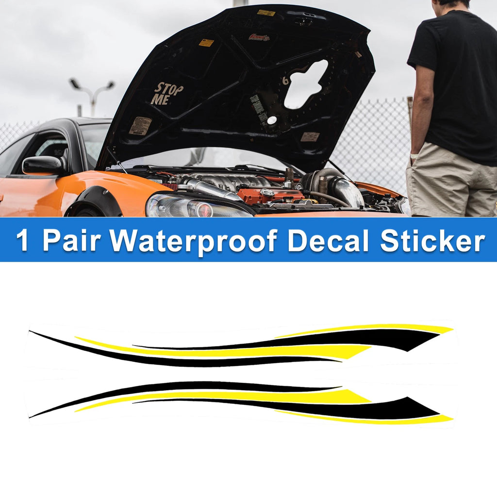 1 Pair Four-Wave Stripes Pattern Car Bumper Sticker Decal for Universal (180cm)