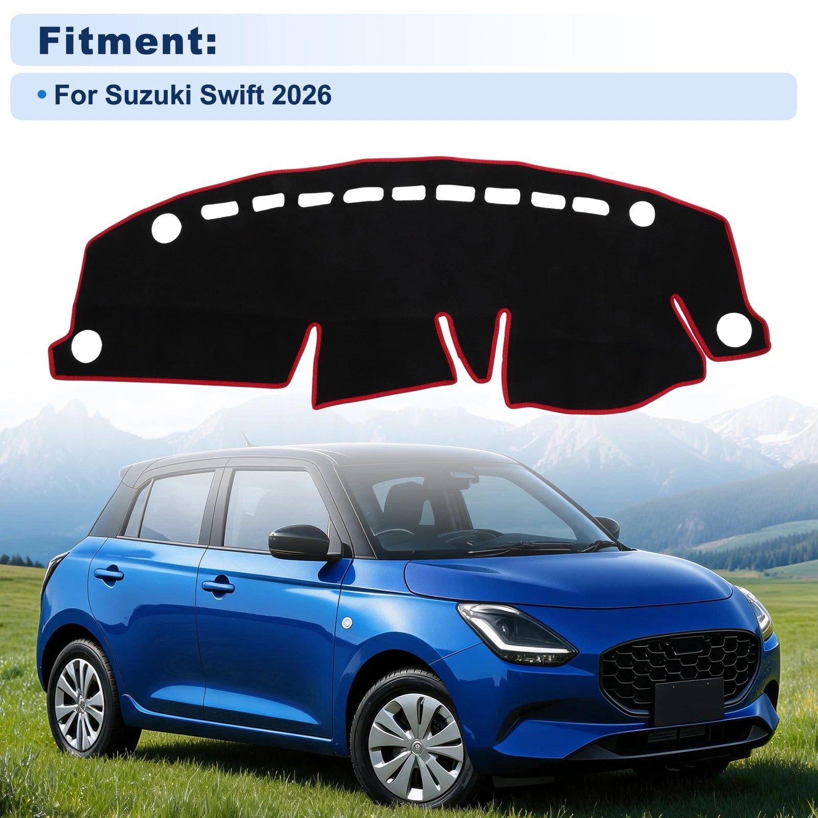 Dash Cover for Suzuki Swift (2026) Black Red Edge