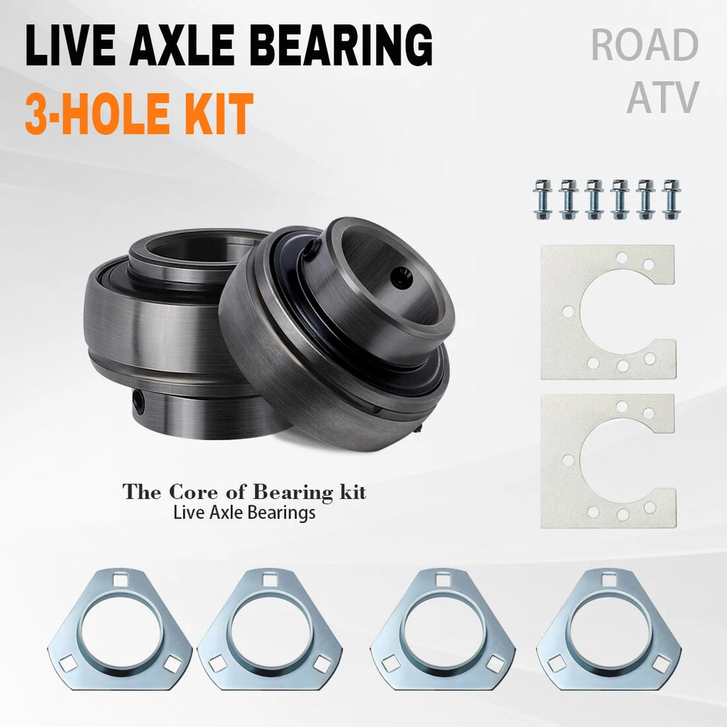 1" Go-Kart Live Axle Bearing Kit (3-Hole) for Go Kart Mini Bike