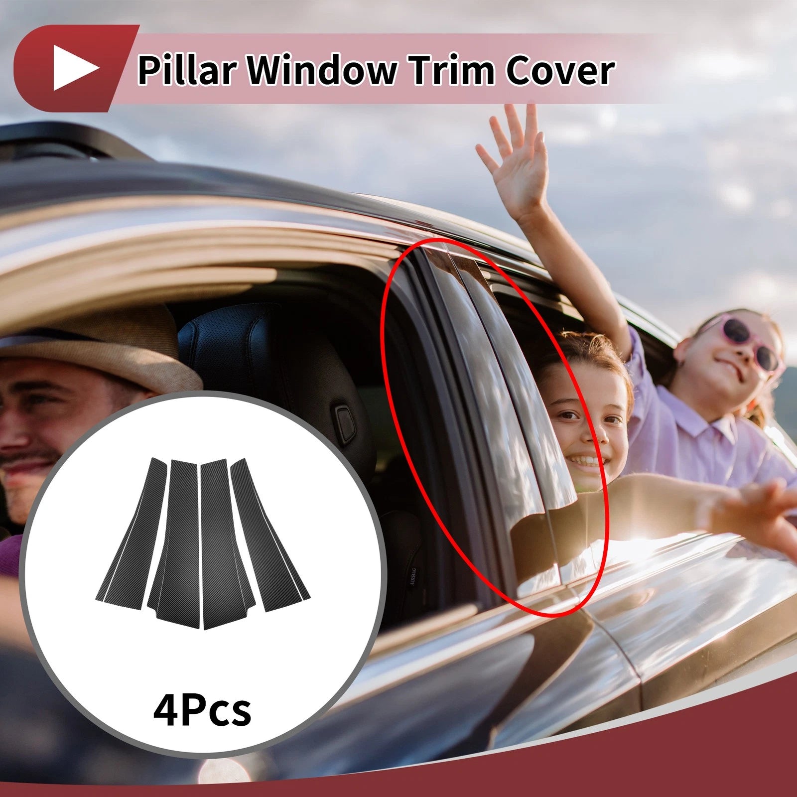 4 Pcs Door Pillar Window Trim Replacement for Toyota Alphard (2015–2023)