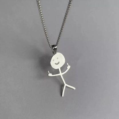 Necklace for Funny Doodle Matchstick Hand Gesture (2022)