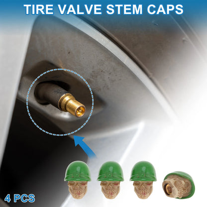 Tire Valve Stem Caps Replacement Dust Covers Green for Car Bicycle 4 Pcs