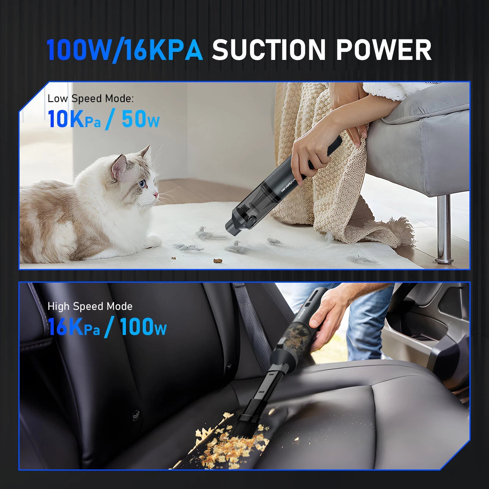 Cordless Handheld Vacuum Cleaner for Auto Home (100W)