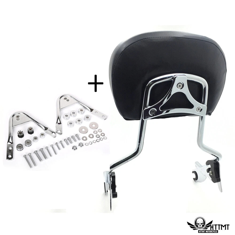 Chrome Backrest Sissy Bar Pad Docking for Harley Touring Road King (1997–2008)