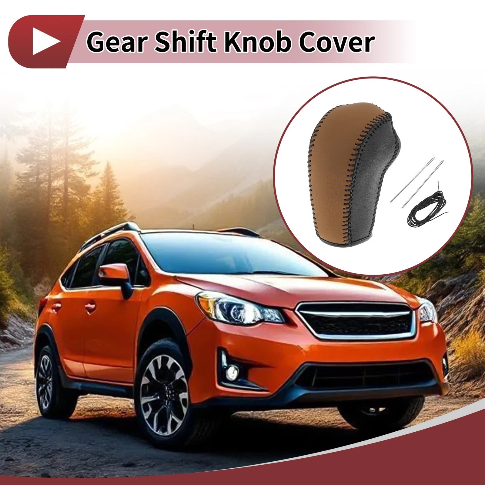 Gear Shift Knob Cover for Subaru Forester (2014–2017) Black Brown