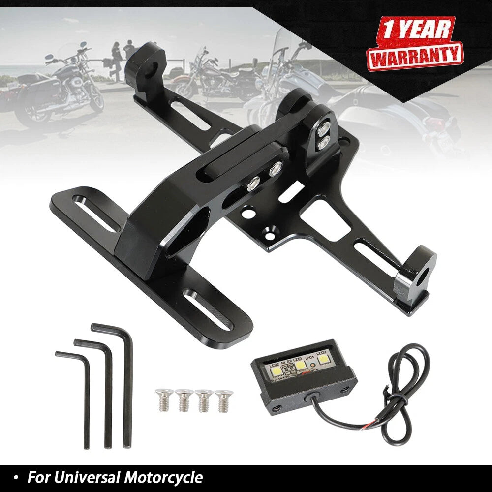 Tail License Plate Holder Bracket with LED Light for Motorcycle