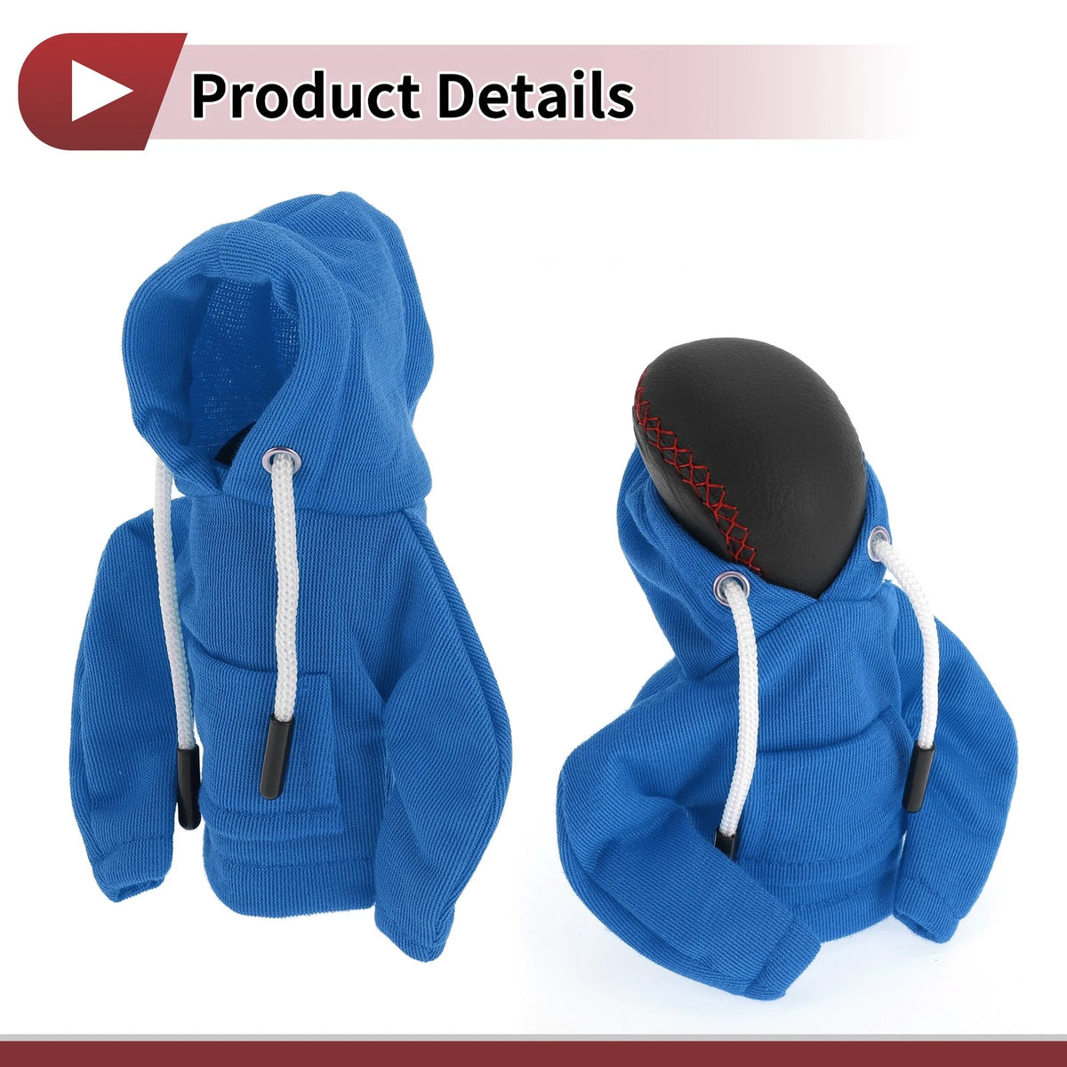 1 Pc Manual Gear Shift Knob Cover for Universal Fit (Hoodie Style, Blue Fabric)
