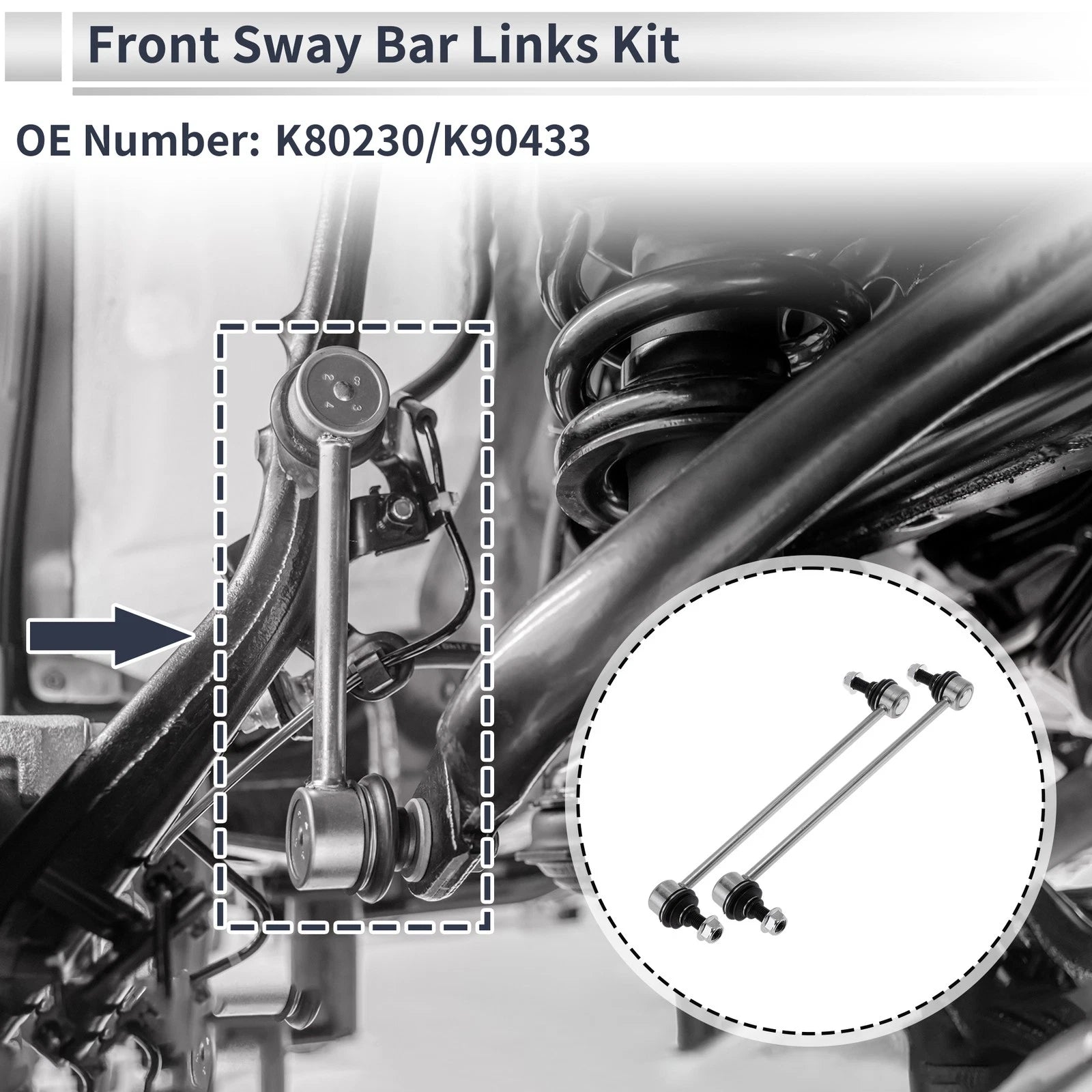 Front Stabilizer Bar Links No Bushing for Pontiac Vibe (2003–2010) No.K80230