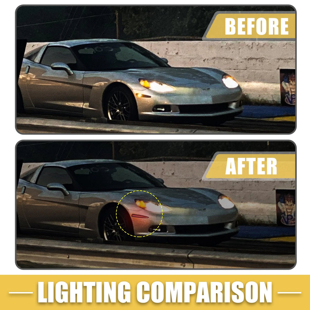 Rear LED Side Marker Light for Chevy Corvette Black Red Lens 1 Pair (2005–2013)