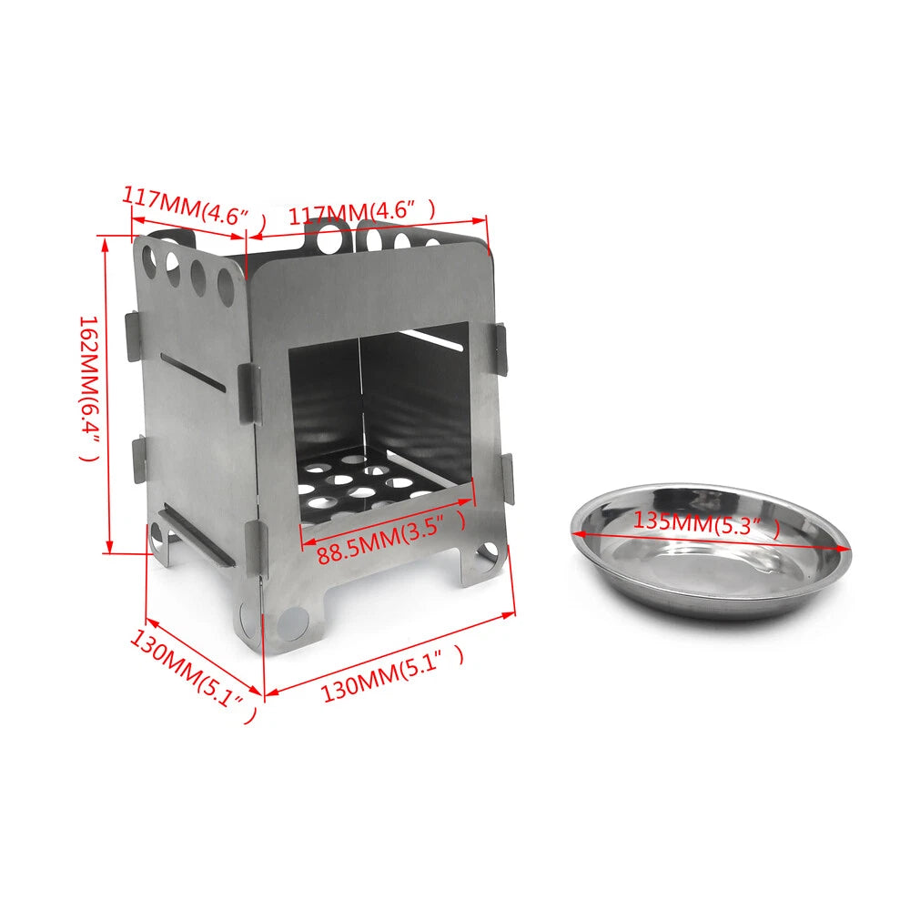 Portable Camping Wood Stove for Backpacking (Folding, Lightweight)