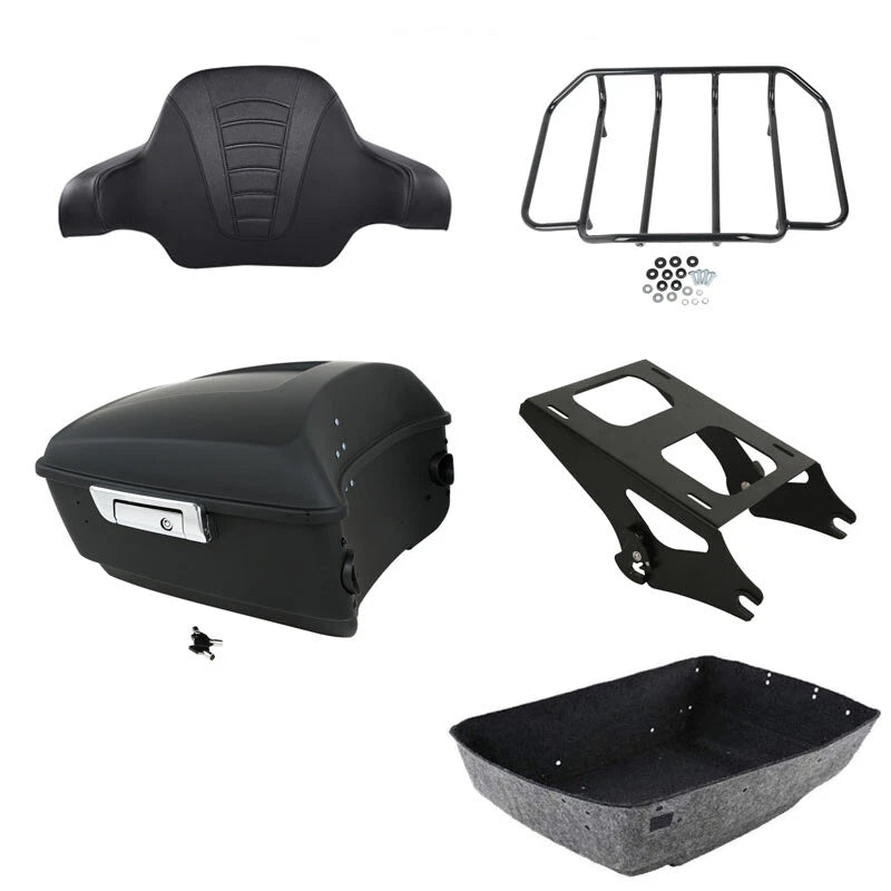 Matte Black King Trunk Backrest Mounting Rack for Harley Touring (2014–2026)