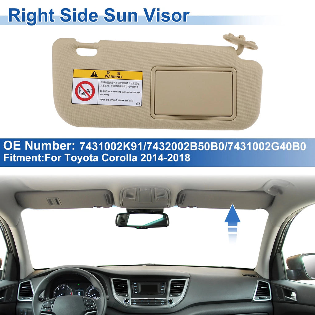 Right Side Sun Visor Replacement for Toyota Corolla (2014–2018) Beige