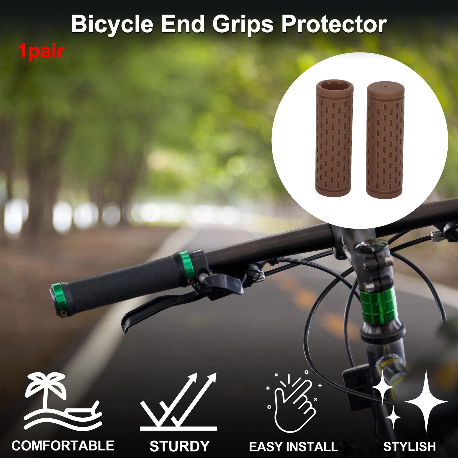 Bike Handlebar Grip Cover 90mm Lightweight End Grips Protector for MTB (90mm)