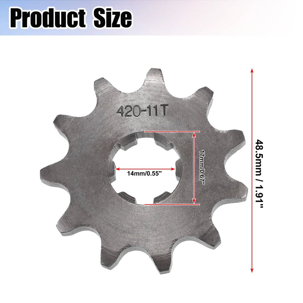 Engine Sprocket Front 17mm Replacement Set for Dirt Bike Mini Bike (2005–2015)