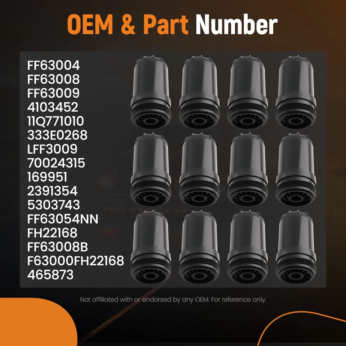 12 Pack Diesel Fuel Filter for B-Series L-Series (2013–2020) FF63004 FF63008