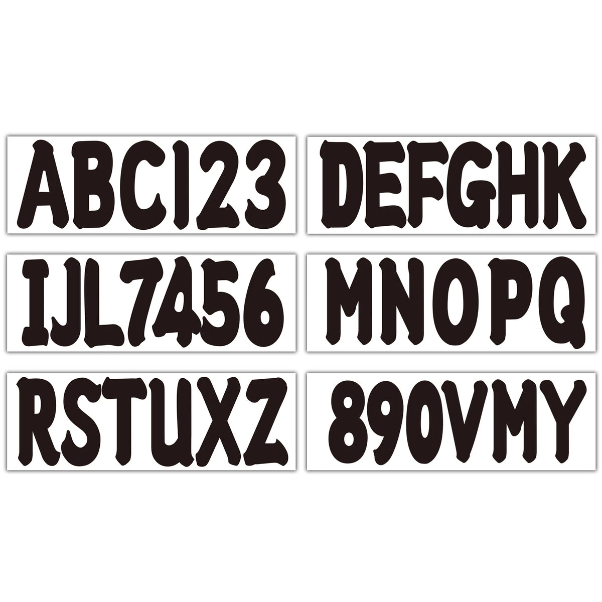 Black Alpha-Numeric Registration Stickers Decals for Boat