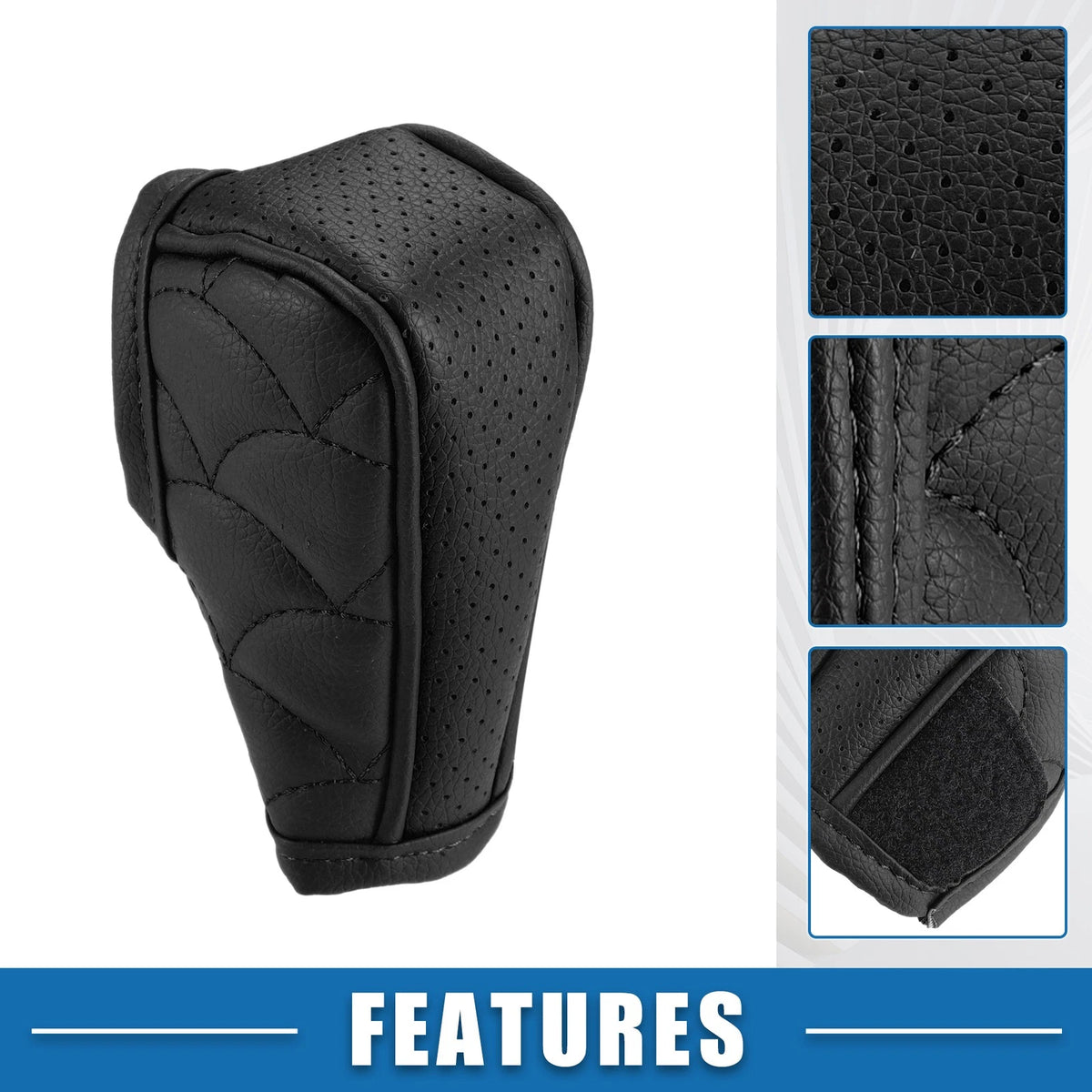 Shift Knob Cover for Universal Vehicles - Breathable Faux Leather Black