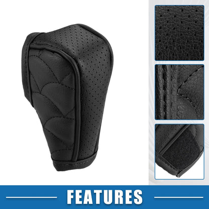 Shift Knob Cover for Universal Vehicles - Breathable Faux Leather Black
