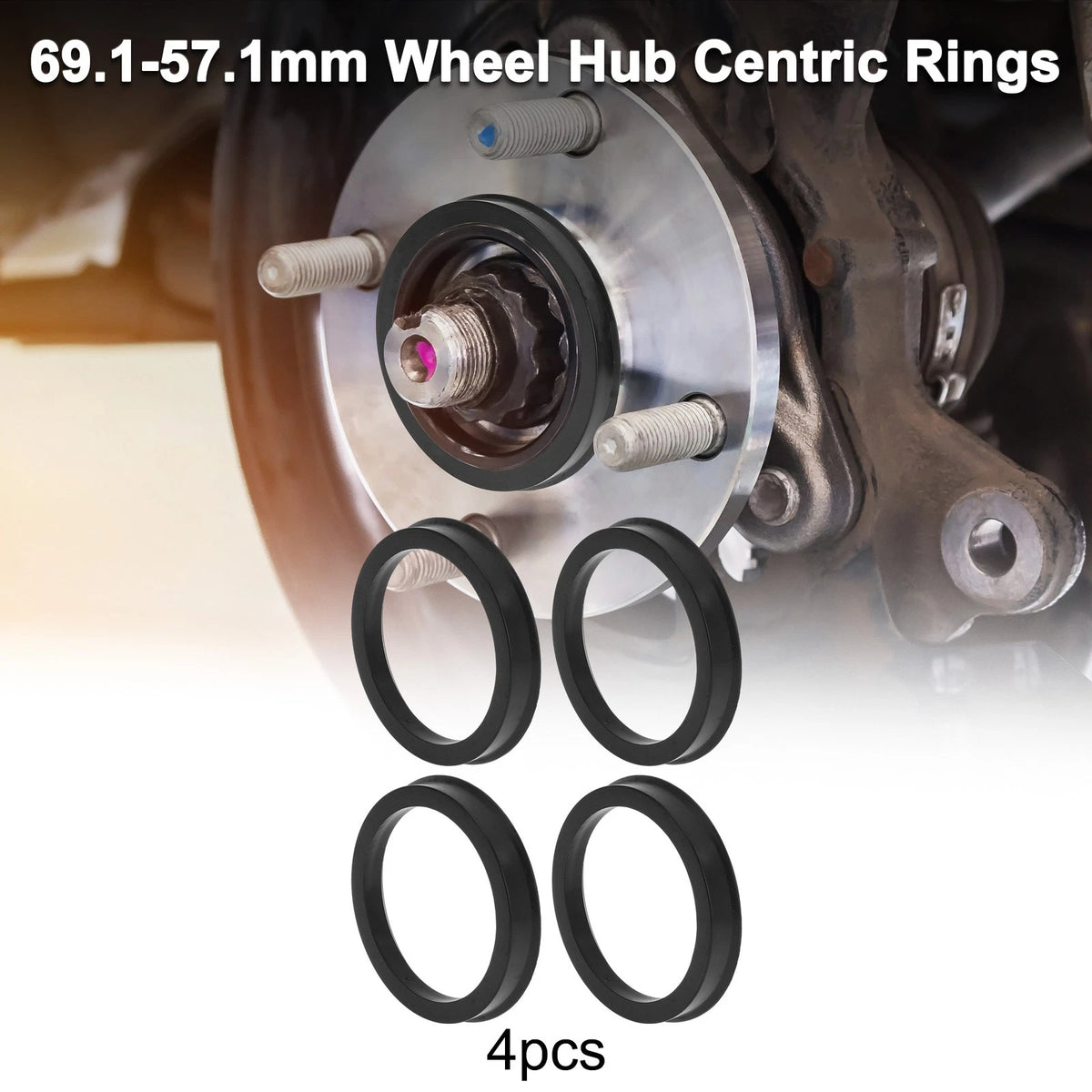 Set of 4 Wheel Hub Centric Rings for Universal Fit (OD 69.1mm ID 57.1mm)