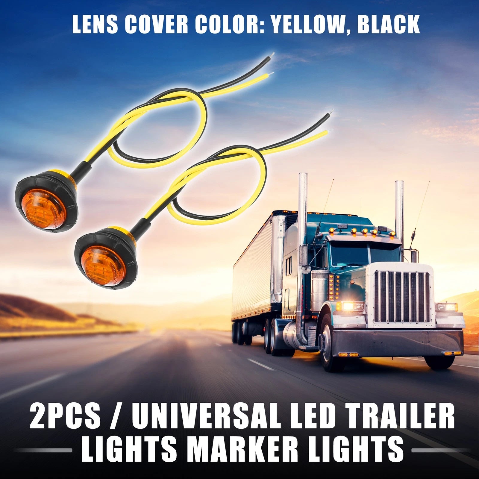 Truck LED Trailer Marker Lights 24V Plastic Waterproof Yellow 2-Pack (2 pcs)