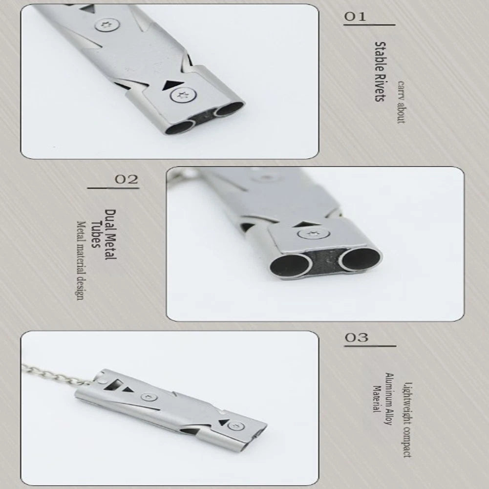 Double Tube Survival Whistle 150DB with Keychain for Outdoors