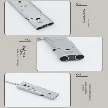 Double Tube Survival Whistle 150DB with Keychain for Outdoors
