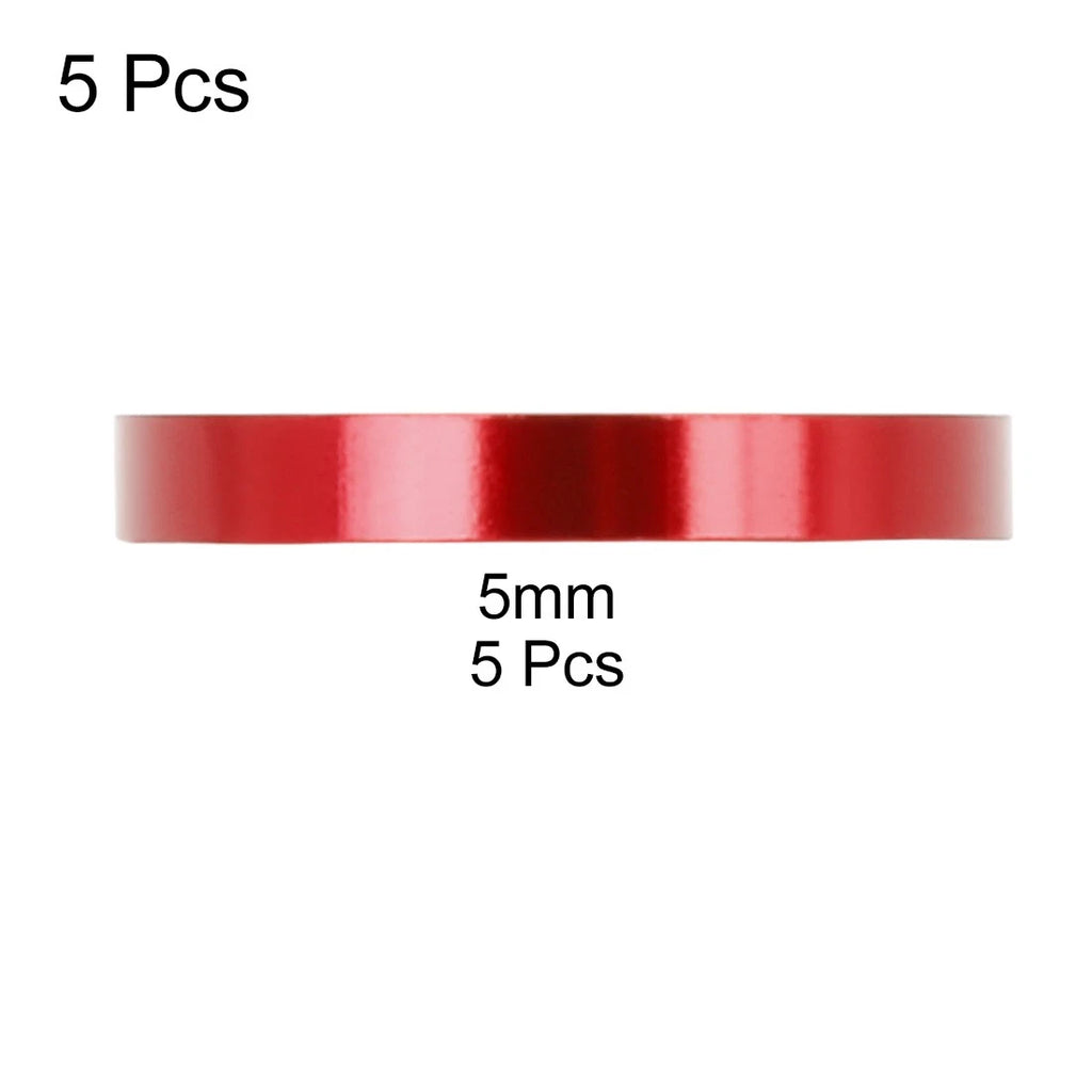 5mm Bicycle Handlebar Stem Spacer Set for 11/8 Inch Stem Red Aluminum