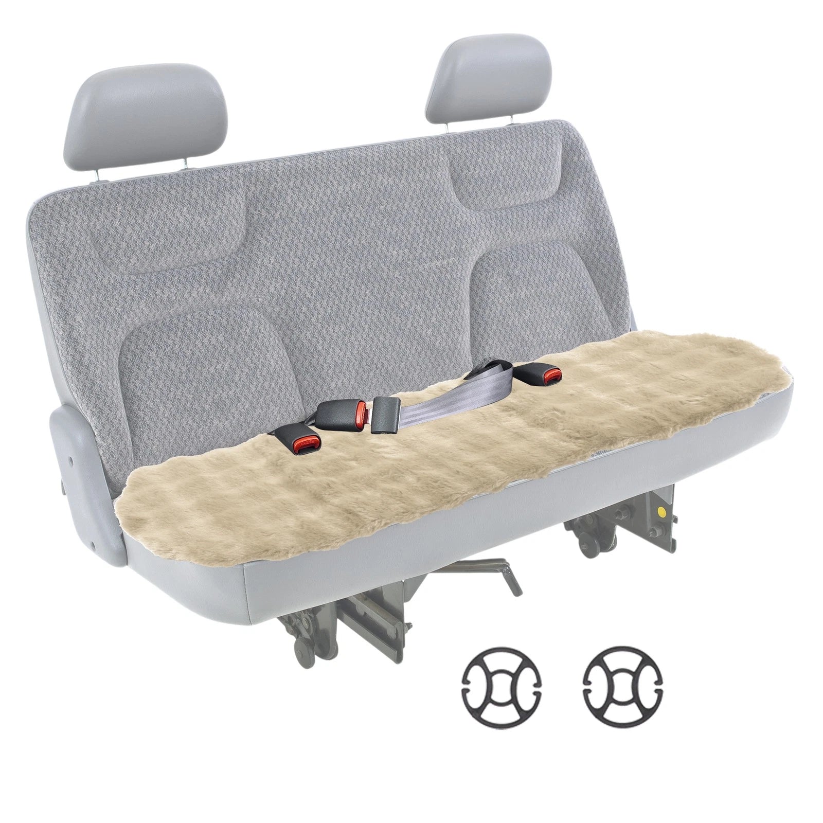 Back Seat Cover for - Khaki Bubble Fleece Protector